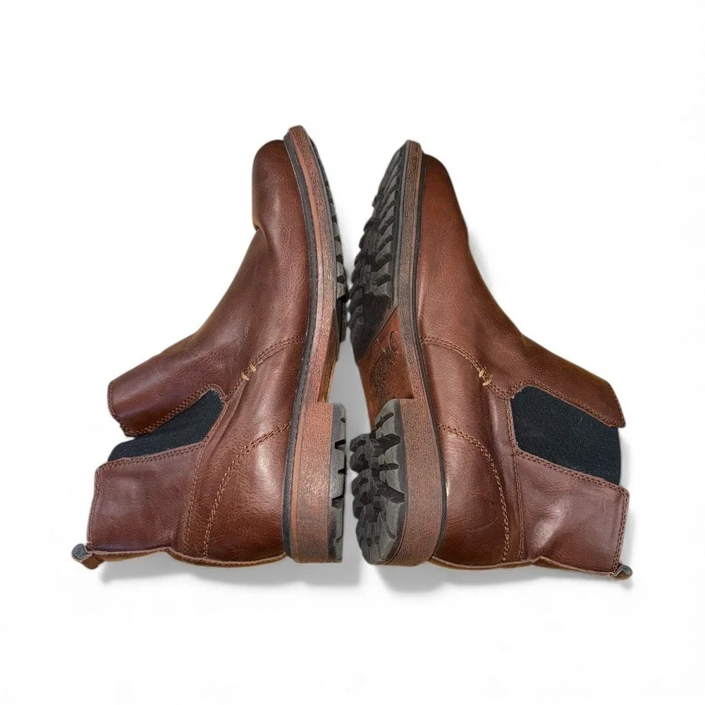 Vince Camuto Kent‎ Mens 6.5M Pre-Owned Brown Faux Leather Ankle Slip On Boots